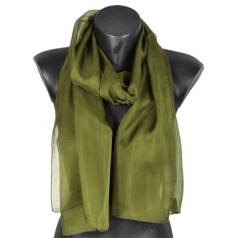 Foulard en soie kaki uni made in France