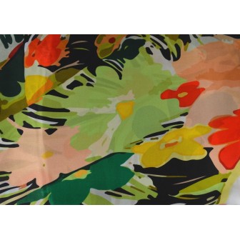 Carré soie 110cm fleuri multicolore