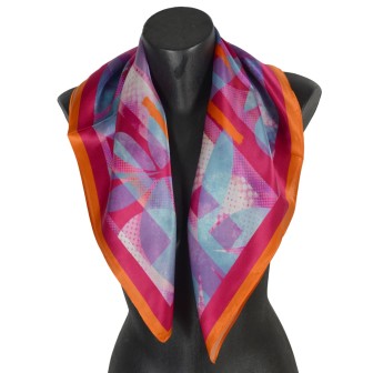 Carré soie 65cm rose et orange