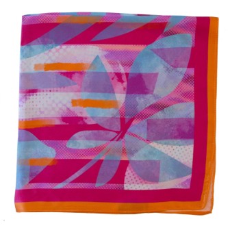 Carré soie 65cm rose et orange