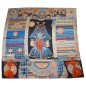 Carré soie 140 cm bleu et beige Carré soie 140 cm bleu et beige