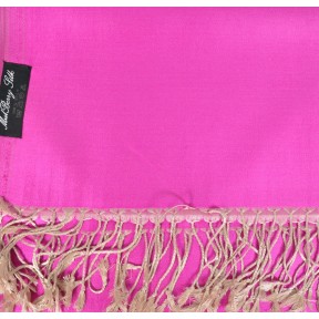 Etole en soie réversible rose et beige