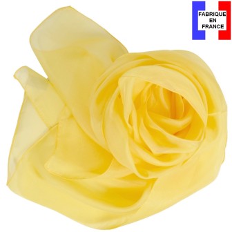 Foulard en soie jaune uni made in France