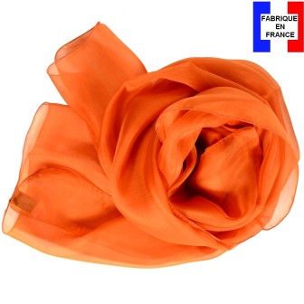 Foulard en soie orange uni made in France