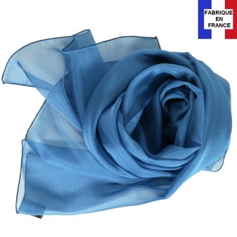 Foulard en soie bleu cobalt uni made in France