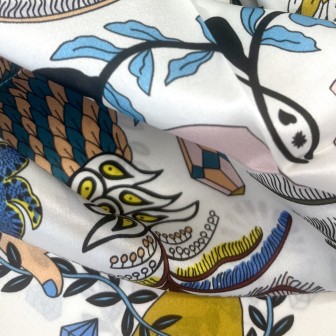 Foulard carré 50 mains blanc et rouge