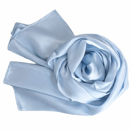 Echarpe en satin de soie bleu ciel