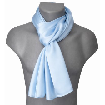 Echarpe en satin de soie bleu ciel
