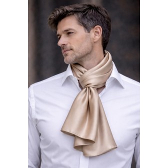 Echarpe en satin de soie beige