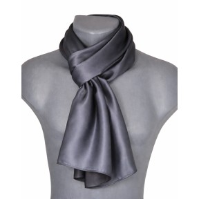 Echarpe en satin de soie grise