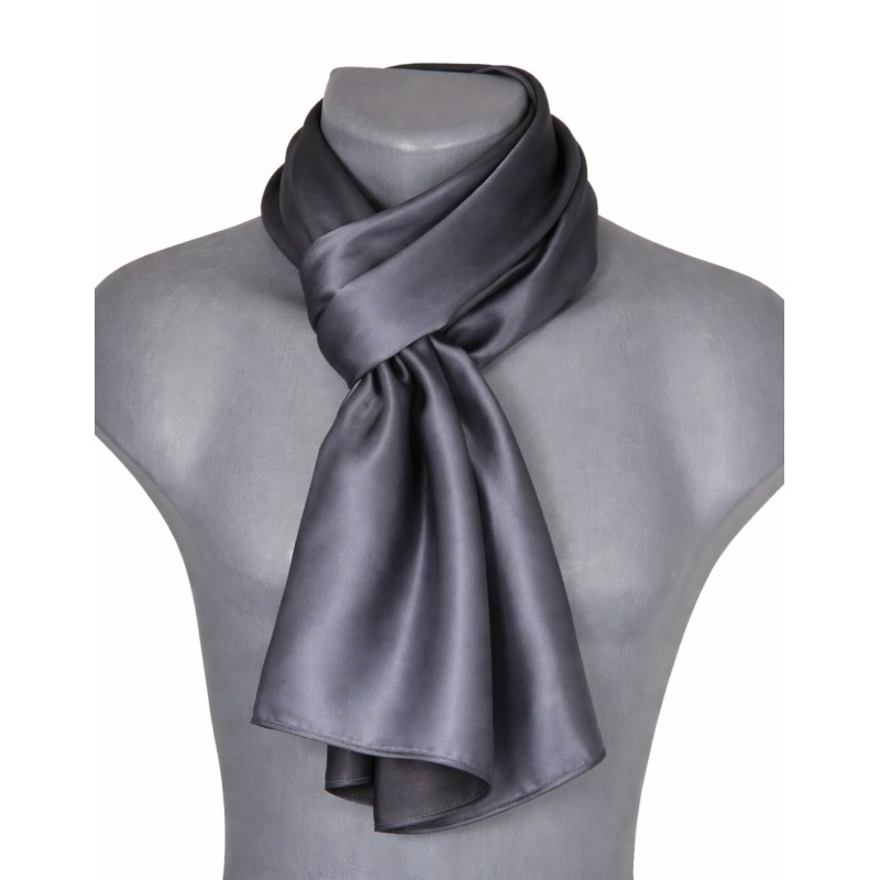 Echarpe en satin de soie grise