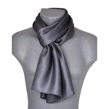 Echarpe en satin de soie grise
