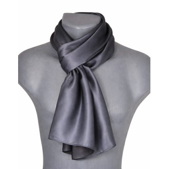 Echarpe en satin de soie grise