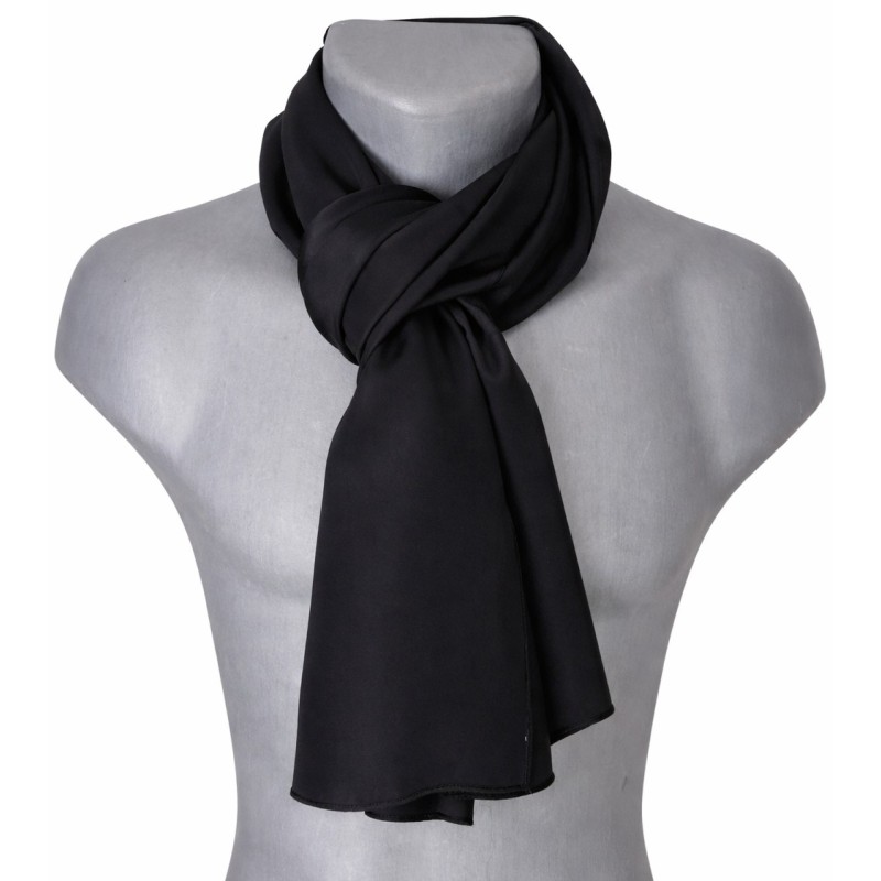 Echarpe en satin de soie noire