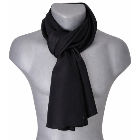 Echarpe en satin de soie noire
