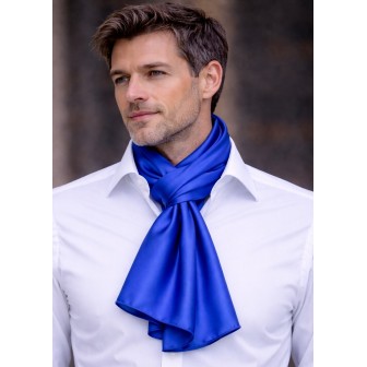 Echarpe en satin de soie bleu royal