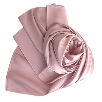 Echarpe en satin de soie  rose  poudré