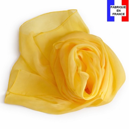 Foulard en soie jaune uni made in France