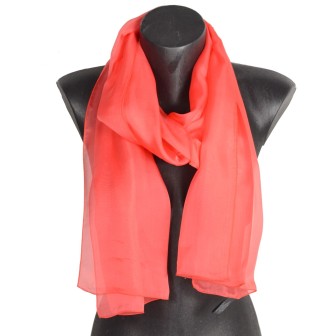 Foulard en soie pêche uni made in France
