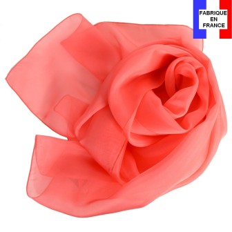 Foulard en soie pêche uni made in France