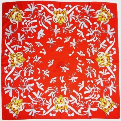 Carré en twill de soie rouge
