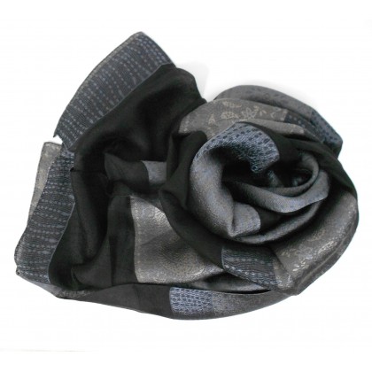 Foulard en soie noir et gris